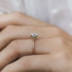 1.00Ct Oval Cut Diamond Ring Solitaire Moissanite Engagement Ring 14K Gold Wedding Anniversary Ring Hidden Halo Ring