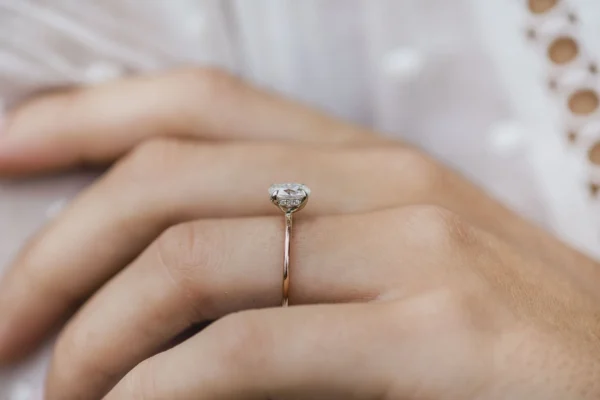 1.00Ct Oval Cut Diamond Ring Solitaire Moissanite Engagement Ring 14K Gold Wedding Anniversary Ring Hidden Halo Ring