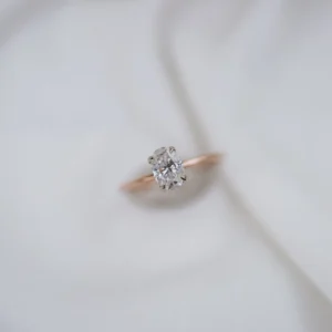 1.00Ct Oval Cut Diamond Ring Solitaire Moissanite Engagement Ring 14K Gold Wedding Anniversary Ring Hidden Halo Ring