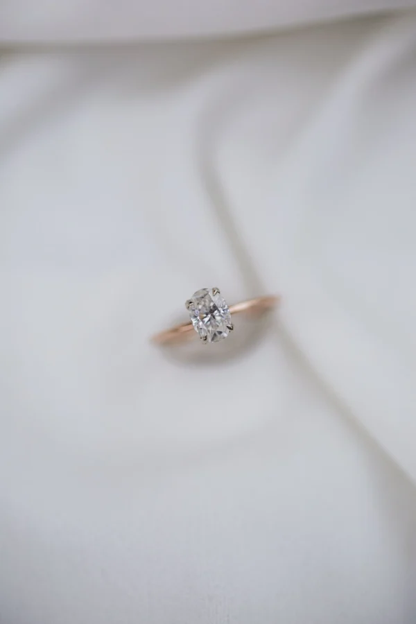 1.00Ct Oval Cut Diamond Ring Solitaire Moissanite Engagement Ring 14K Gold Wedding Anniversary Ring Hidden Halo Ring
