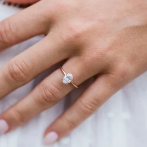 1.00Ct Oval Cut Diamond Ring Solitaire Moissanite Engagement Ring 14K Gold Wedding Anniversary Ring Hidden Halo Ring