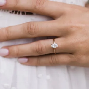 1.00Ct Oval Cut Diamond Ring Solitaire Moissanite Engagement Ring 14K Gold Wedding Anniversary Ring Hidden Halo Ring