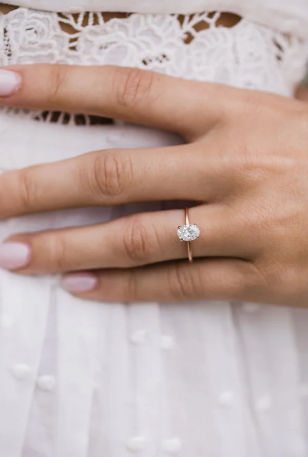 1.00Ct Oval Cut Diamond Ring Solitaire Moissanite Engagement Ring 14K Gold Wedding Anniversary Ring Hidden Halo Ring
