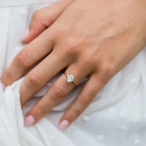 1.00Ct Oval Cut Diamond Ring Solitaire Moissanite Engagement Ring 14K Gold Wedding Anniversary Ring Hidden Halo Ring