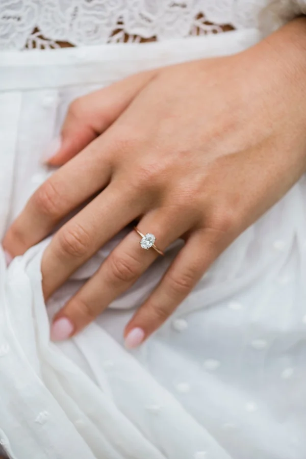 1.00Ct Oval Cut Diamond Ring Solitaire Moissanite Engagement Ring 14K Gold Wedding Anniversary Ring Hidden Halo Ring