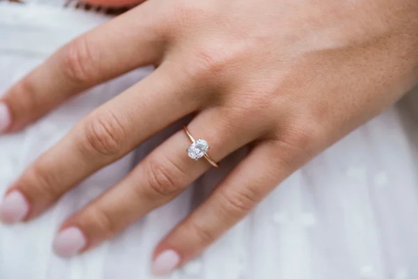 1.00Ct Oval Cut Diamond Ring Solitaire Moissanite Engagement Ring 14K Gold Wedding Anniversary Ring Hidden Halo Ring