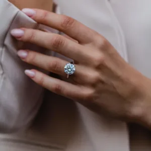 4.00Ct Round Cut Moissanite Diamond Ring Solitaire Moissanite Engagement Ring 14K Gold Ring For Women
