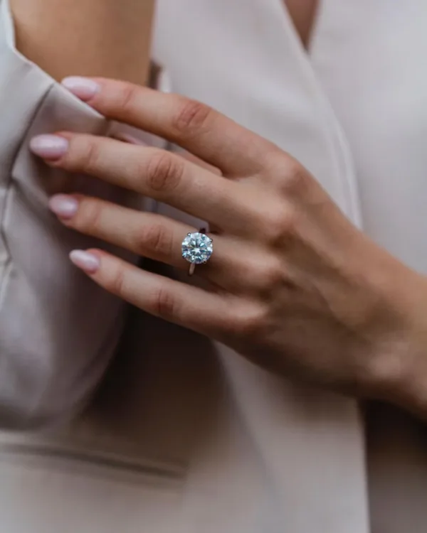 4.00Ct Round Cut Moissanite Diamond Ring Solitaire Moissanite Engagement Ring 14K Gold Ring For Women