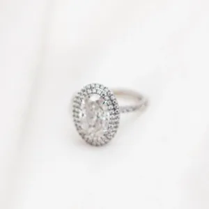 3.75CT Oval Cut Moissanite Diamond With Double Halo Moissanite Engagement Wedding Ring 18K Gold Ring