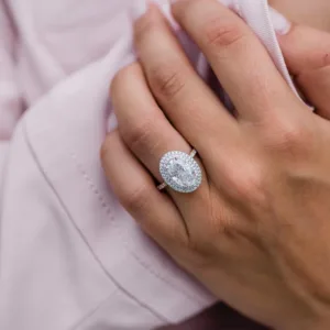 3.75CT Oval Cut Moissanite Diamond With Double Halo Moissanite Engagement Wedding Ring 18K Gold Ring