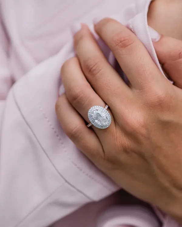 3.75CT Oval Cut Moissanite Diamond With Double Halo Moissanite Engagement Wedding Ring 18K Gold Ring