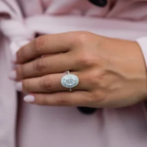 3.75CT Oval Cut Moissanite Diamond With Double Halo Moissanite Engagement Wedding Ring 18K Gold Ring