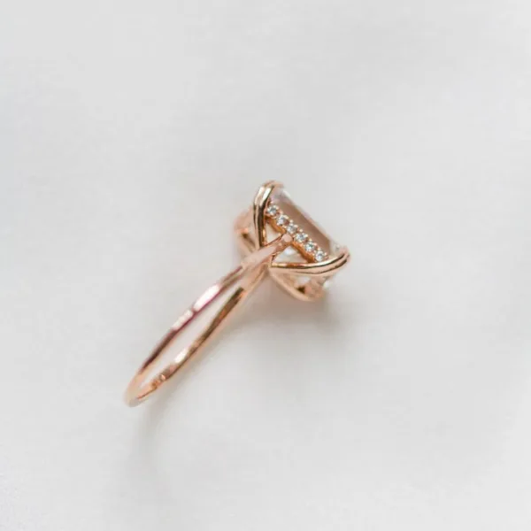 4.00CT Radiant Cut Moissanite Diamond Ring Solitaire Hidden Halo Engagement Ring 18K Gold Ring For Her