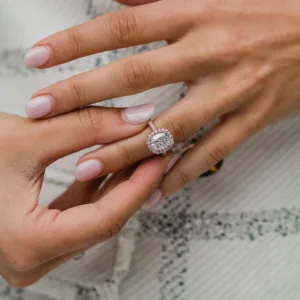 2.25CT Cushion Cut Moissanite Diamond Halo Engagement Ring 18K Gold Ring For Her