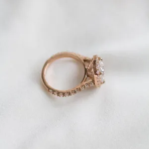 2.25CT Cushion Cut Moissanite Diamond Halo Engagement Ring 18K Gold Ring For Her