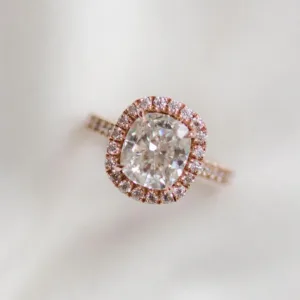 2.25CT Cushion Cut Moissanite Diamond Halo Engagement Ring 18K Gold Ring For Her