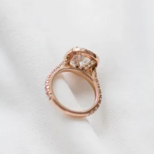 2.25CT Cushion Cut Moissanite Diamond Halo Engagement Ring 18K Gold Ring For Her