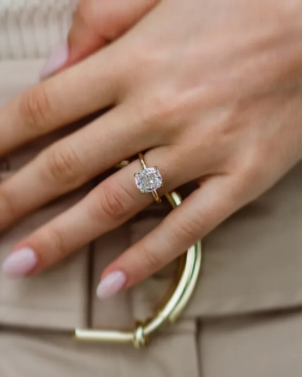 2.75CT Cushion Cut Moissanite Diamond Ring Solitaire Engagement Ring 10K/14K/18K Gold Wedding Ring