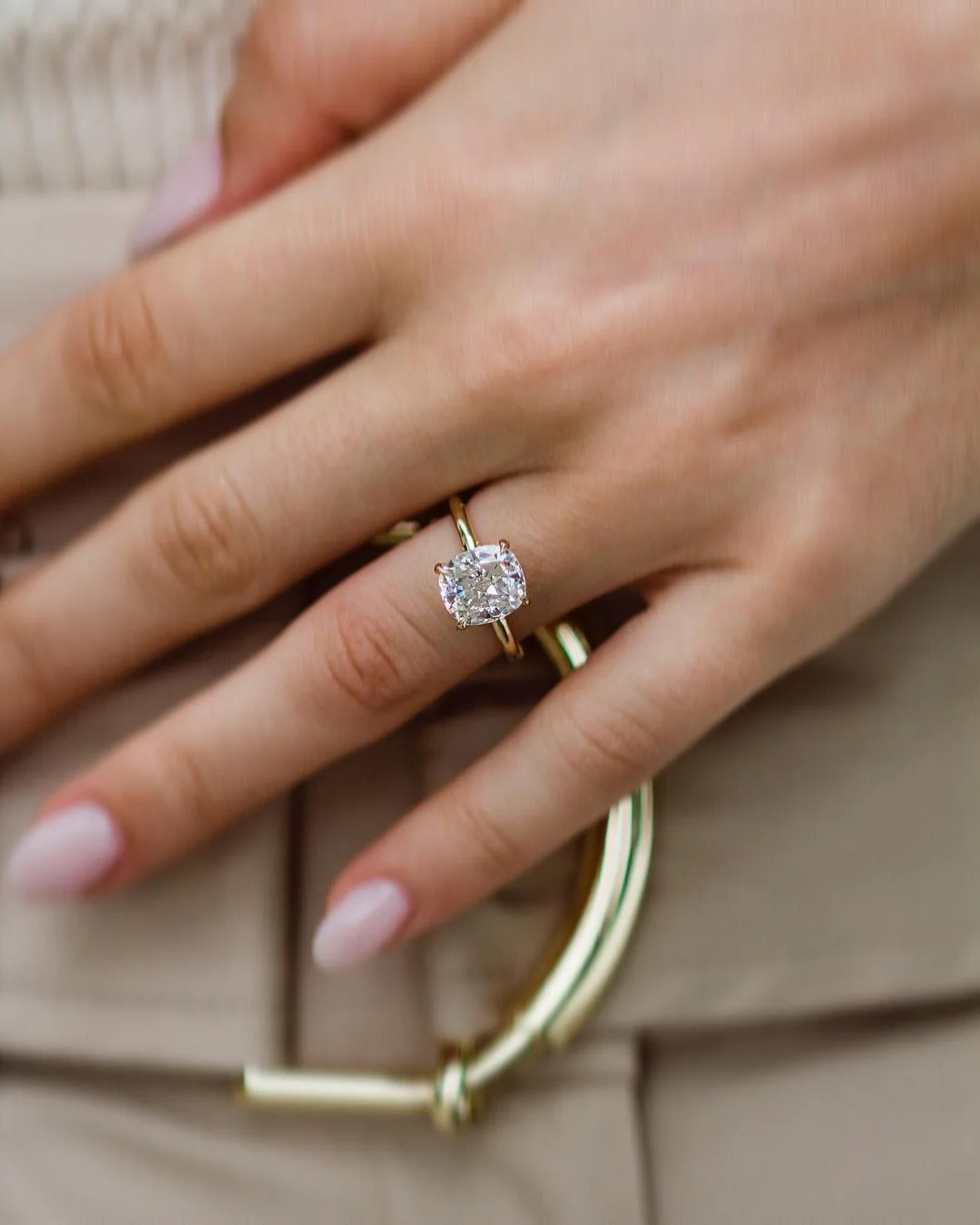 2.75CT Cushion Cut Moissanite Diamond Ring Solitaire Engagement Ring 10K/14K/18K Gold Wedding Ring