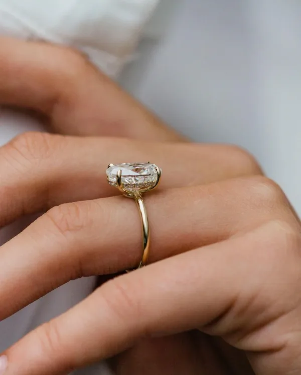 3.00Ct Oval Cut Diamond Hidden Halo Moissanite Engagement Ring Wedding Ring Promise Ring For Women