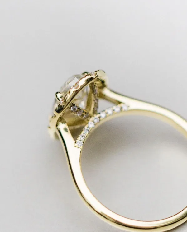 2.0CT Oval Cut Moissanite Diamond Ring Halo Style Engagement Ring 14K Gold Ring