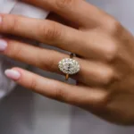 2.0CT Oval Cut Moissanite Diamond Ring Halo Style Engagement Ring 14K Gold Ring