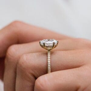 2.50carat Oval Moissanite Diamond Wedding Engagement Ring 14K Gold Hidden Halo Oval Diamond Ring