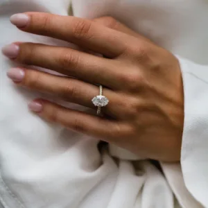 2.50carat Oval Moissanite Diamond Wedding Engagement Ring 14K Gold Hidden Halo Oval Diamond Ring