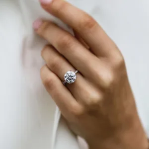 3.0carat Round Cut Moissanite Diamond Wedding Engagement Ring 14K Gold Hidden Halo Oval Diamond Ring Pave Set Diamond Ring