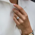 3.0carat Round Cut Moissanite Diamond Wedding Engagement Ring 14K Gold Hidden Halo Oval Diamond Ring Pave Set Diamond Ring