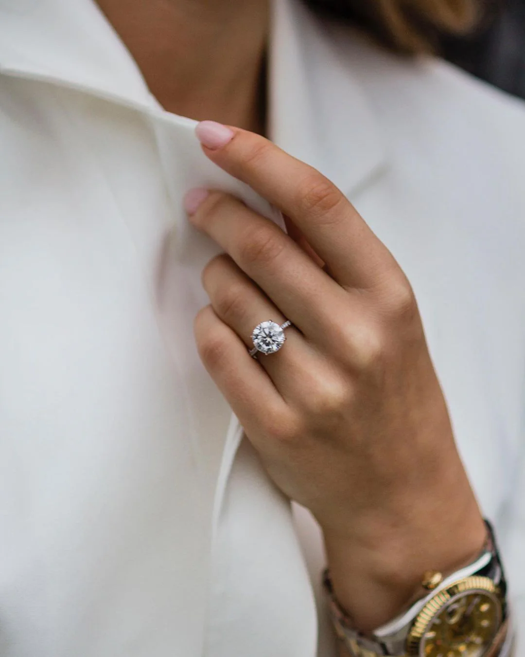 3.0carat Round Cut Moissanite Diamond Wedding Engagement Ring 14K Gold Hidden Halo Oval Diamond Ring Pave Set Diamond Ring