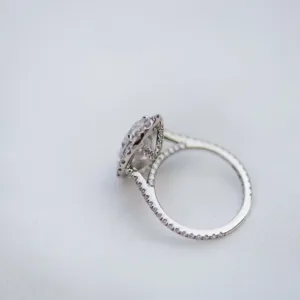 6.0CT Oval Cut Halo and Pave Diamond Set Ring Moissanite Engagement Ring 14K Gold Ring