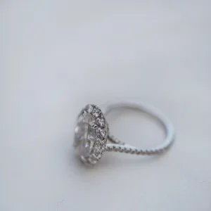 6.0CT Oval Cut Halo and Pave Diamond Set Ring Moissanite Engagement Ring 14K Gold Ring
