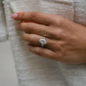 4.25Ct Pear Cut Moissanite Diamond Ring 14K Gold Three Stone Ring Wedding - Engagement Ring
