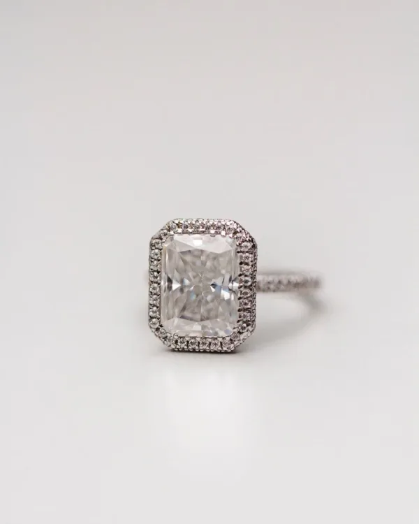 4.25CT Radiant Cut Moissanite Diamond Ring Double Halo Moissanite Engagement Ring