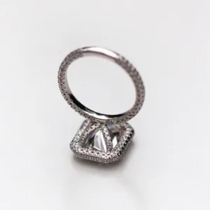 4.25CT Radiant Cut Moissanite Diamond Ring Double Halo Moissanite Engagement Ring