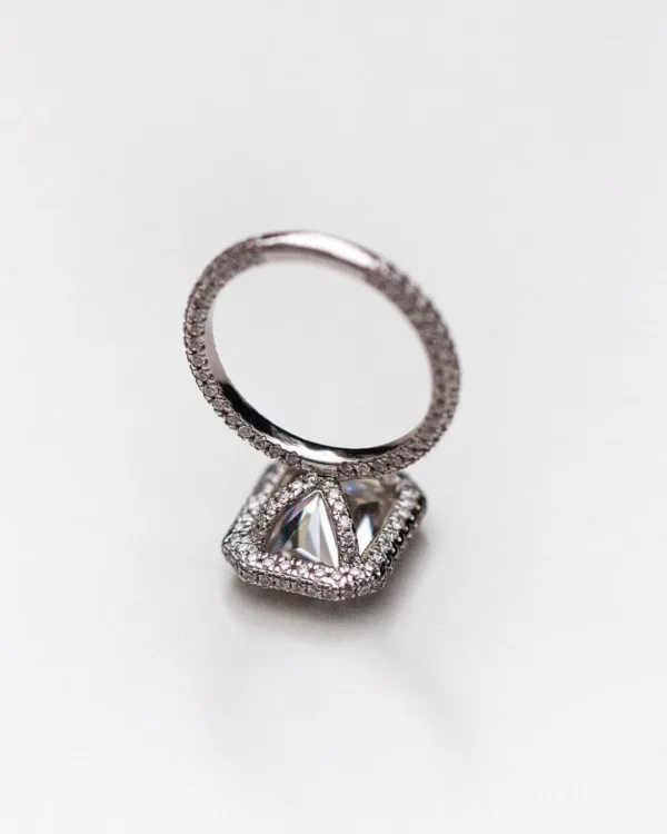 4.25CT Radiant Cut Moissanite Diamond Ring Double Halo Moissanite Engagement Ring