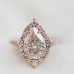 3.0Ct Pear Cut Moissanite Diamond Ring 14K Gold Ring Pear Halo Engagement Ring