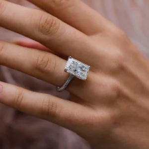7.0Ct Radiant Cut Moissanite Diamond Ring 14K Gold Ring Hidden Halo Engagement Ring