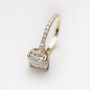 4.50Ct Cushion Cut Moissanite Diamond Ring 14K Gold Ring Hidden Halo Engagement Ring