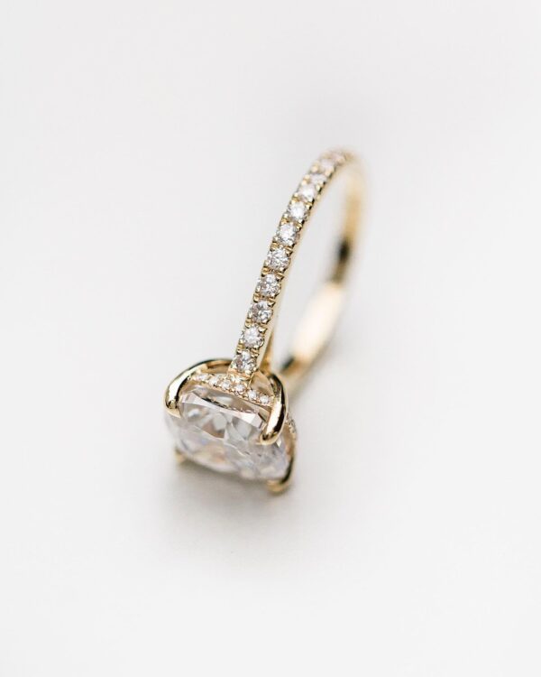 4.50Ct Cushion Cut Moissanite Diamond Ring 14K Gold Ring Hidden Halo Engagement Ring