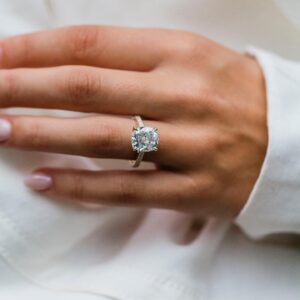 4.50Ct Cushion Cut Moissanite Diamond Ring 14K Gold Ring Hidden Halo Engagement Ring