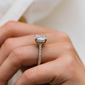 4.50Ct Cushion Cut Moissanite Diamond Ring 14K Gold Ring Hidden Halo Engagement Ring