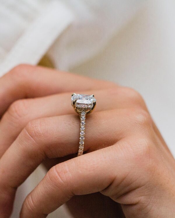 4.50Ct Cushion Cut Moissanite Diamond Ring 14K Gold Ring Hidden Halo Engagement Ring