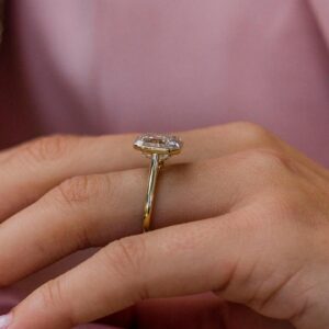 4.0Ct Asscher Cut Moissanite Diamond Ring 14K Gold Ring Bezel Set Engagement Ring