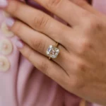 4.0Ct Asscher Cut Moissanite Diamond Ring 14K Gold Ring Bezel Set Engagement Ring