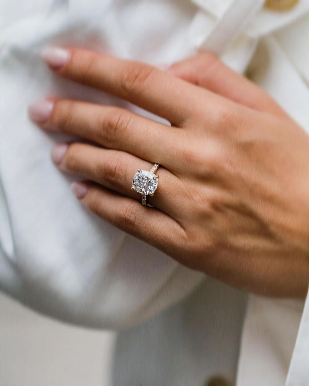 4.5Ct Cushion Cut Moissanite Diamond Ring 14K Gold Ring Engagement Ring