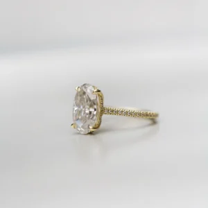 5.0Ct Oval Cut Diamond Wedding Ring Solitaire Hidden Halo Moissanite 14K Gold Engagement Ring