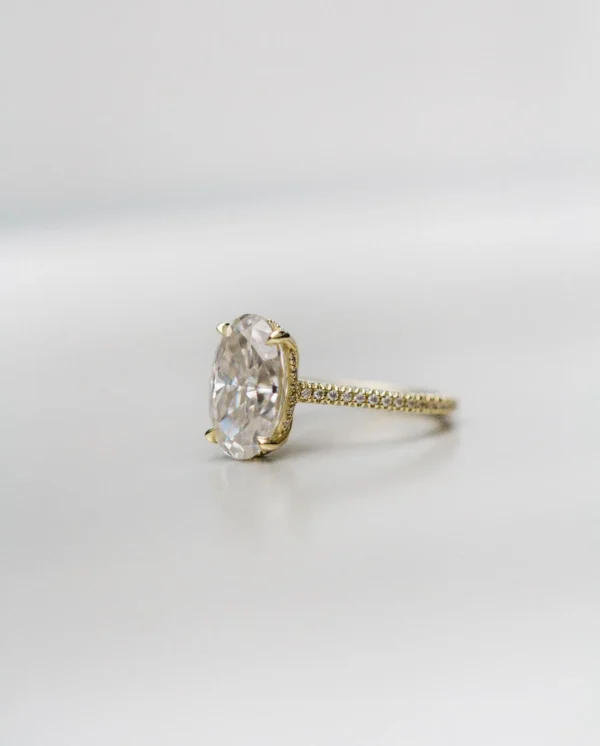 5.0Ct Oval Cut Diamond Wedding Ring Solitaire Hidden Halo Moissanite 14K Gold Engagement Ring