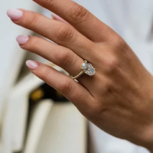 5.0Ct Oval Cut Diamond Wedding Ring Solitaire Hidden Halo Moissanite 14K Gold Engagement Ring